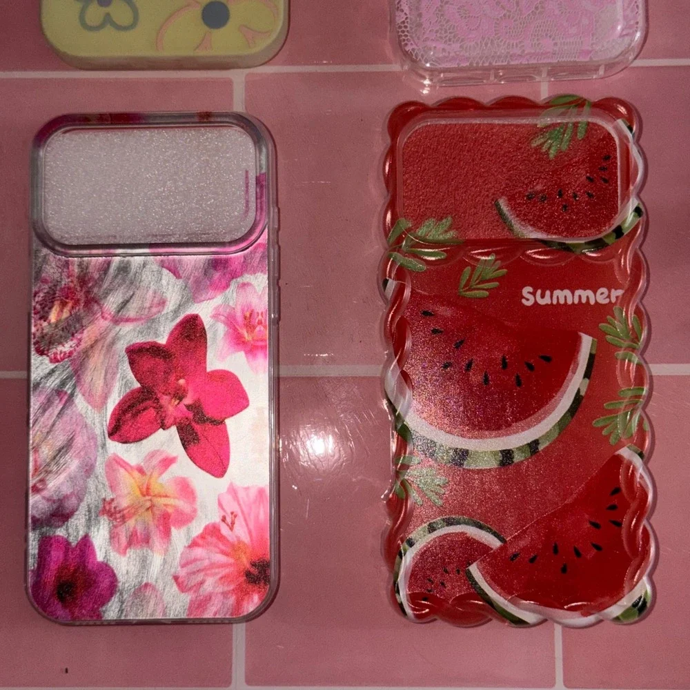 iPhone 17 Pro Max Case Bundle Floral Watermelon Lace 4 Cases & Strawberry Charm